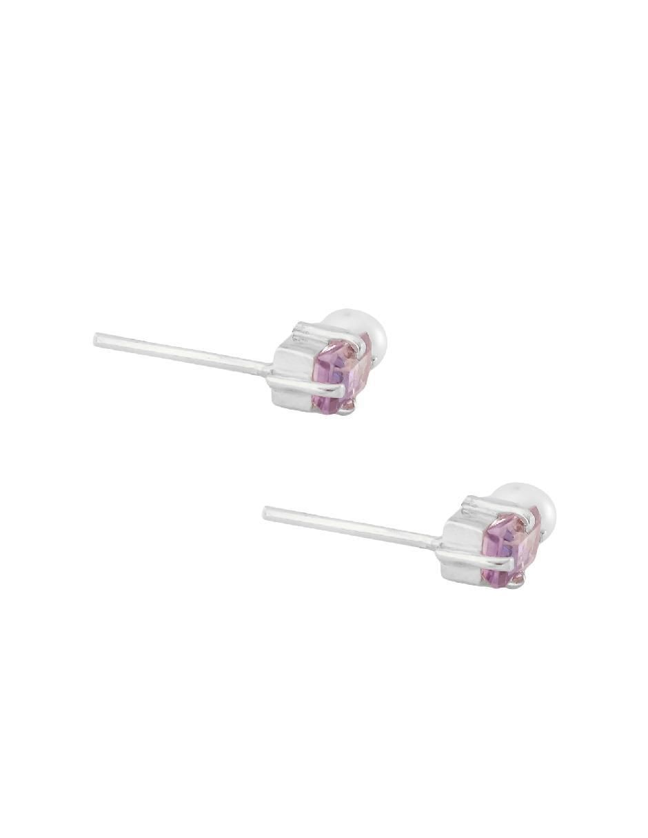 Aretes rectangulares Destellos De La Tierra de plata P 925 con acabado plateado amatista 4