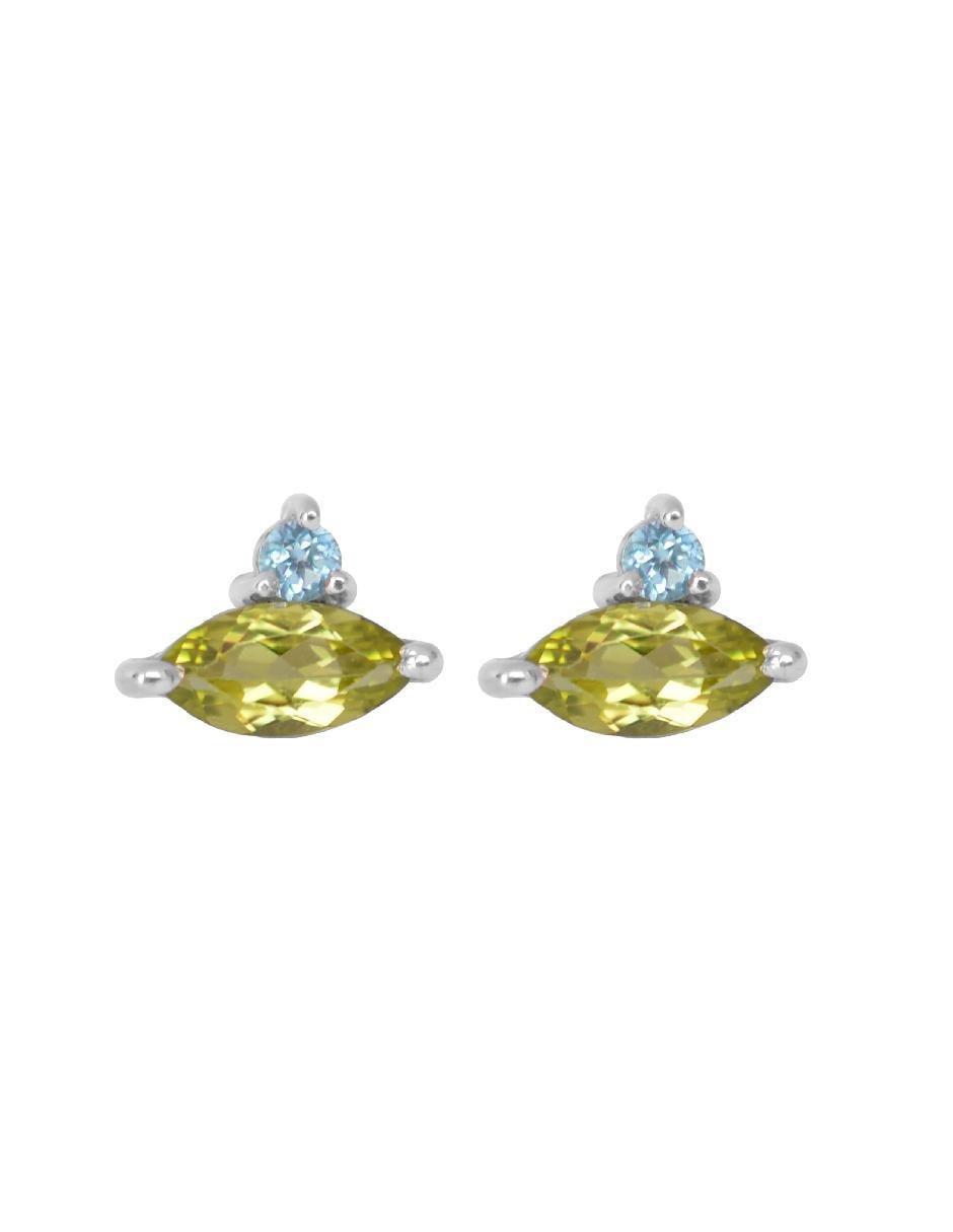 Aretes de rombo Destellos De La Tierra de plata P 925 con acabado plateado peridoto Aretes de rombo Destellos De La Tierra de plata P 925 con acabado plateado peridoto