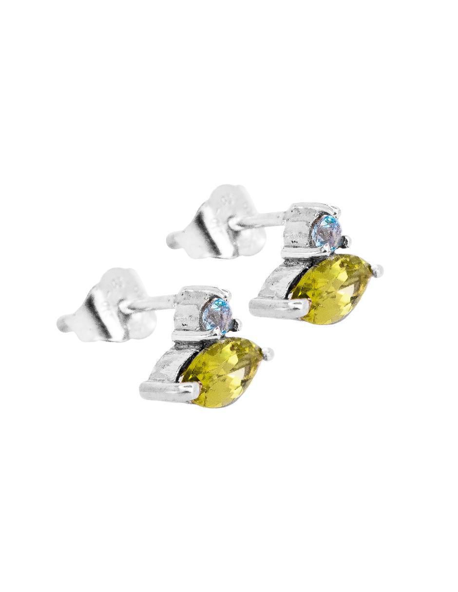 Aretes de rombo Destellos De La Tierra de plata P 925 con acabado plateado peridoto 2