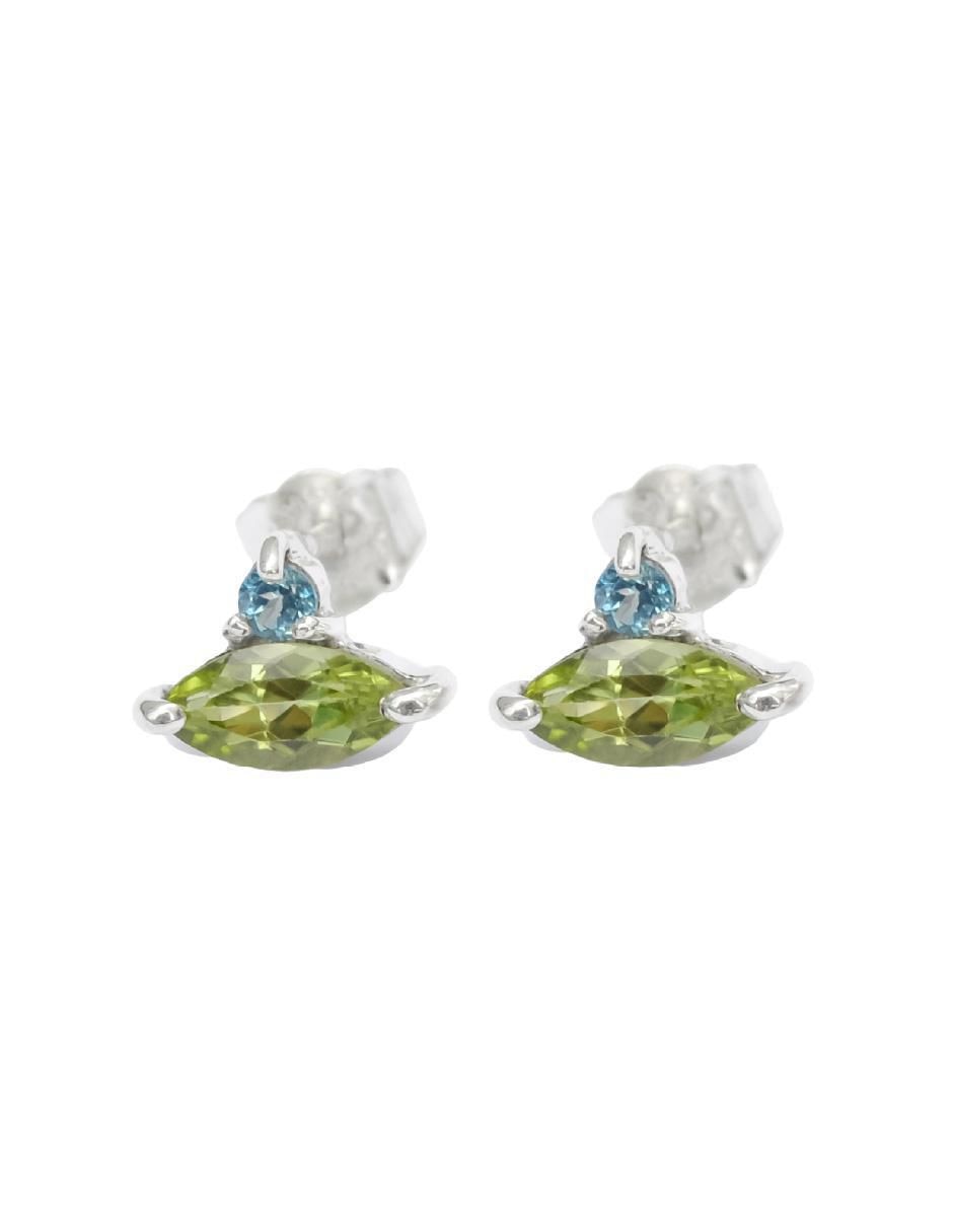 Aretes de rombo Destellos De La Tierra de plata P 925 con acabado plateado peridoto 3