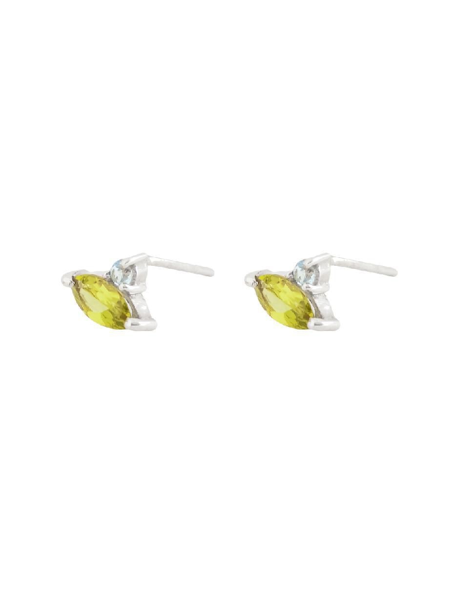 Aretes de rombo Destellos De La Tierra de plata P 925 con acabado plateado peridoto 4