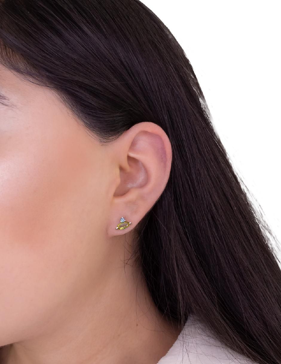 Aretes de rombo Destellos De La Tierra de plata P 925 con acabado plateado peridoto 5