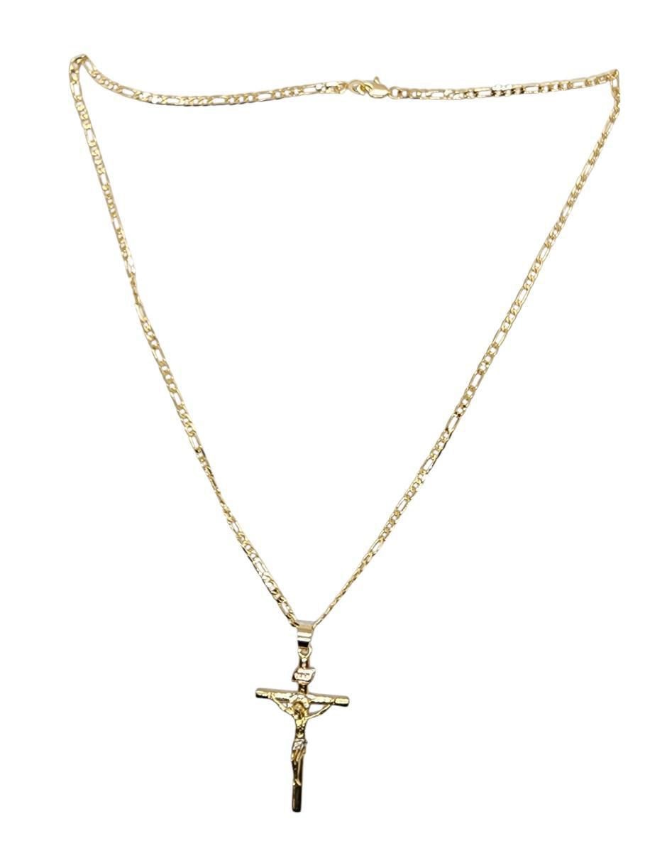 Collar con dije cristo de cruz de oro laminado 14 K 2