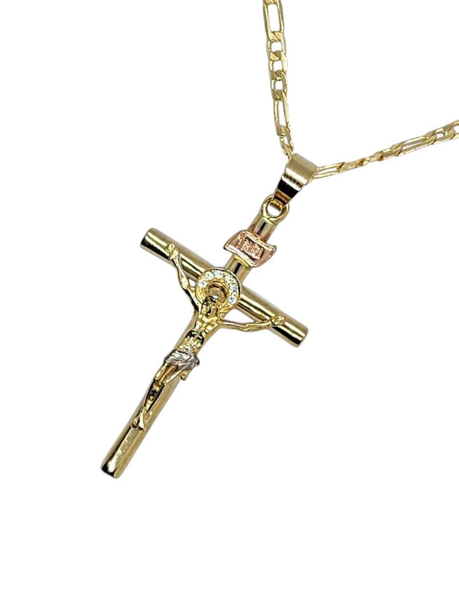 Collar con dije cristo de cruz de oro laminado 14 K 4