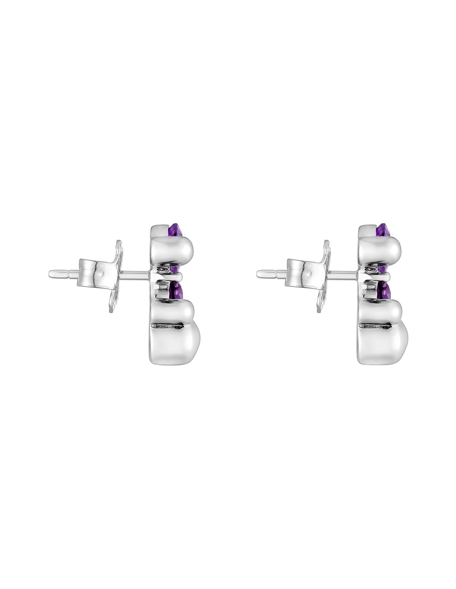 Aretes de oso de plata P 925 con acabado brillante zafiro 2