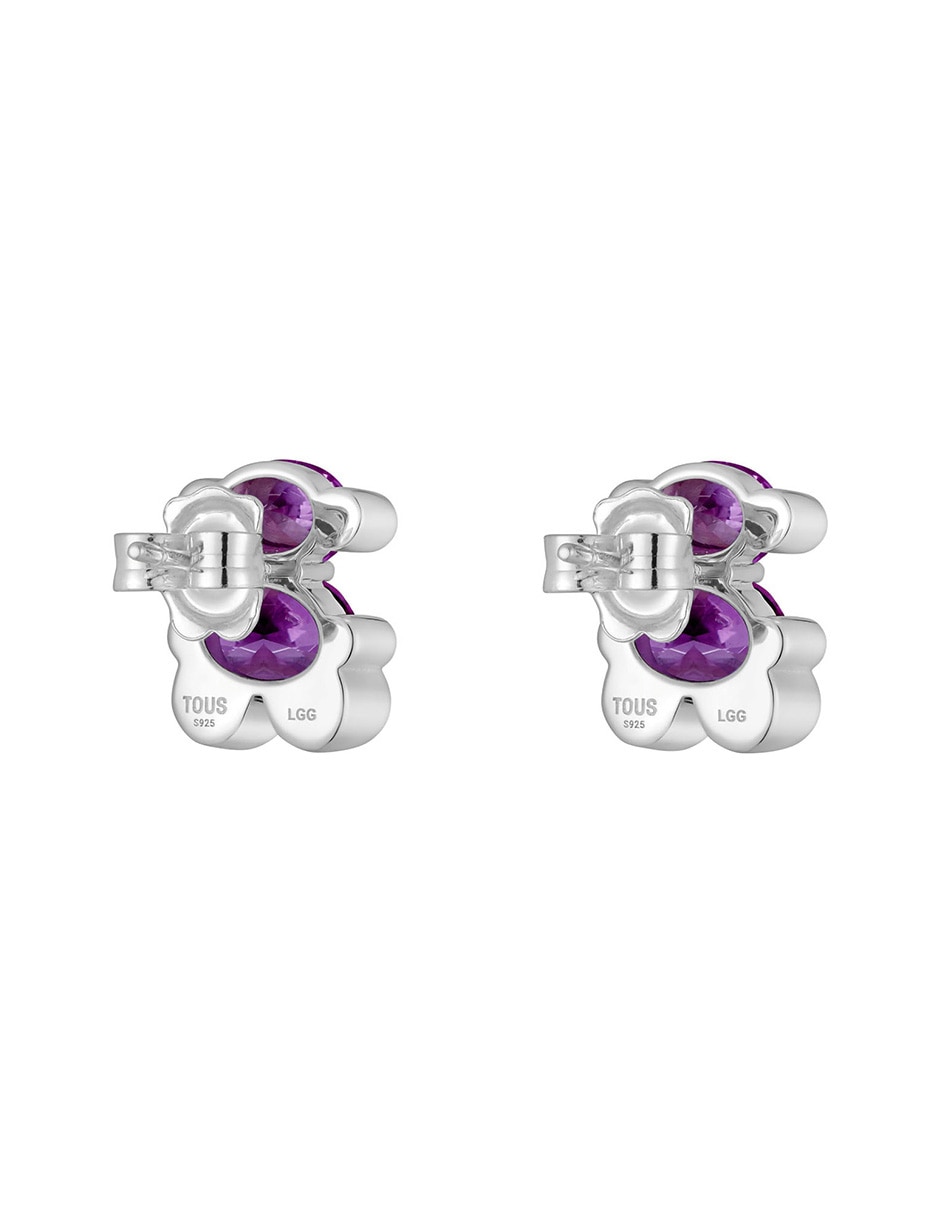 Aretes de oso de plata P 925 con acabado brillante zafiro 3