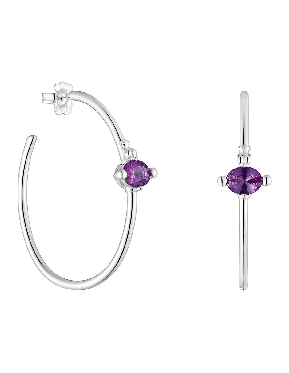 Aretes de aro circulares de plata P 925 con acabado plateado zafiro Aretes de aro circulares de plata P 925 con acabado plateado zafiro