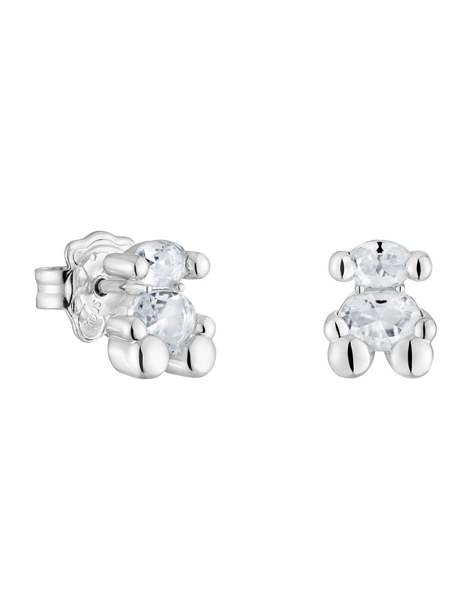 Broqueles de oso de plata P 925 con acabado brillante cristal Broqueles de oso de plata P 925 con acabado brillante cristal