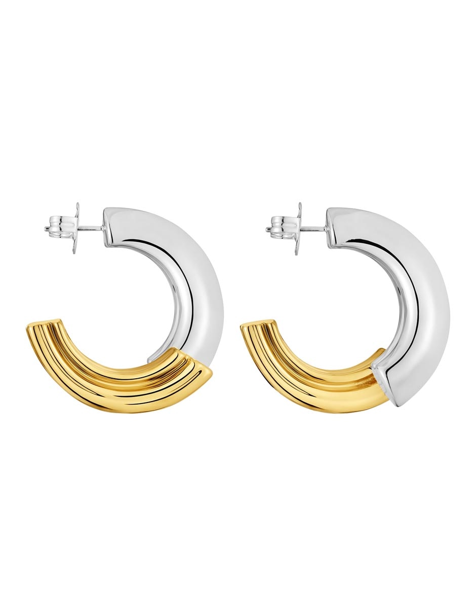 Aretes de aro circulares 1950 de plata P 925 con acabado brillante 2