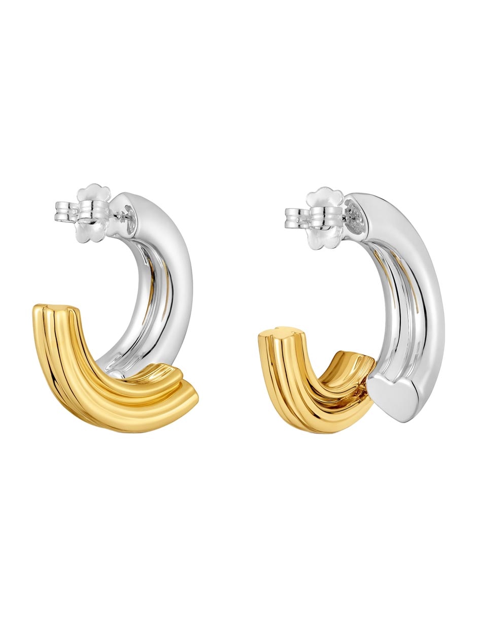 Aretes de aro circulares 1950 de plata P 925 con acabado brillante 3