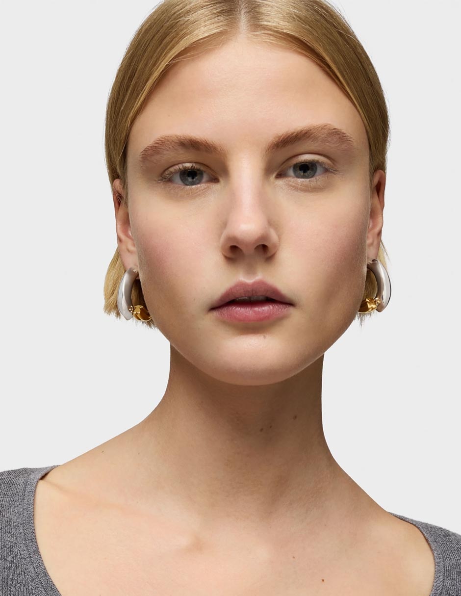 Aretes de aro circulares 1950 de plata P 925 con acabado brillante 4