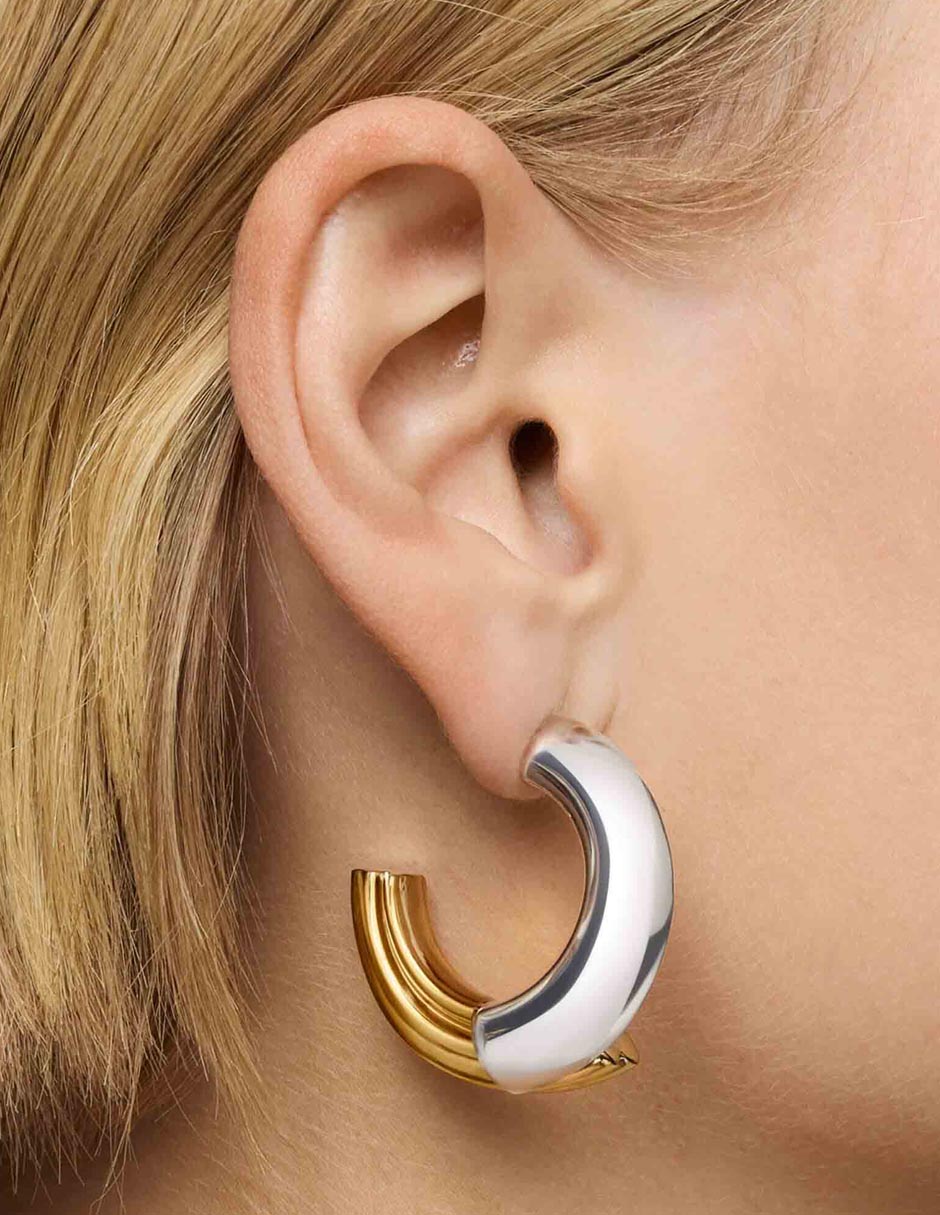 Aretes de aro circulares 1950 de plata P 925 con acabado brillante 6
