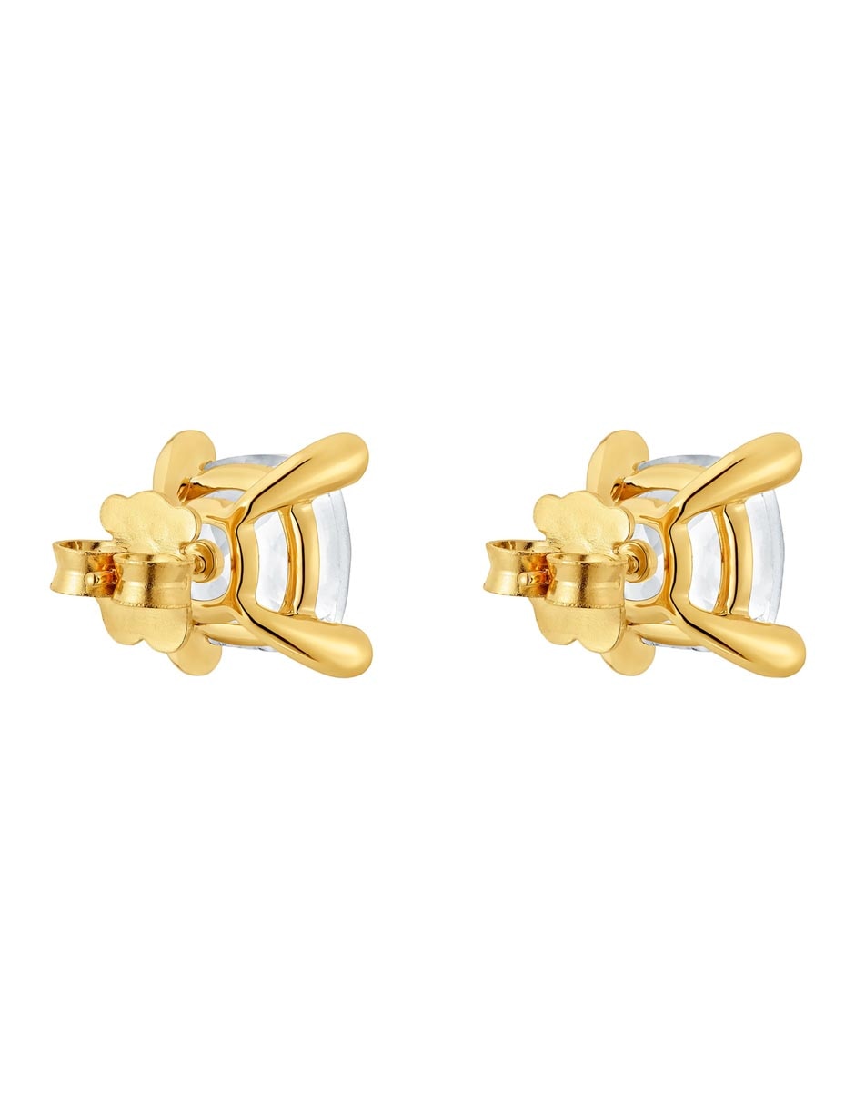 Broqueles cuadrados de plata P 925 con acabado baño de oro cuarzo 3