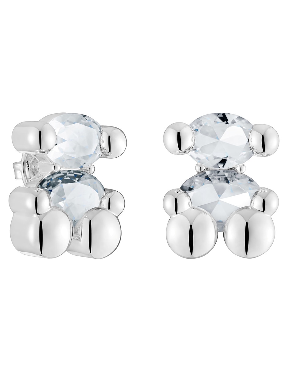 Aretes de oso de plata P 925 con acabado brillante cuarzo