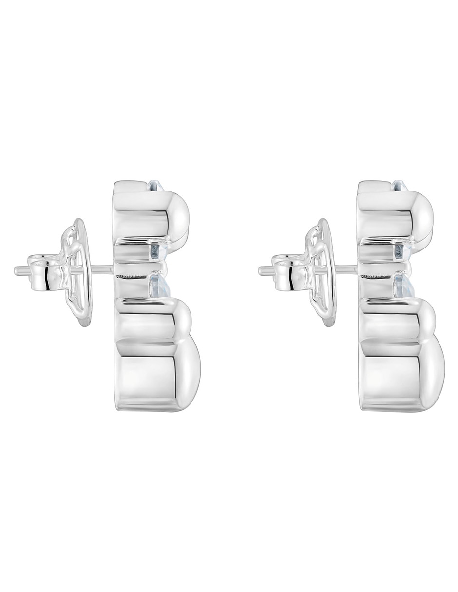 Aretes de oso de plata P 925 con acabado brillante cuarzo 2