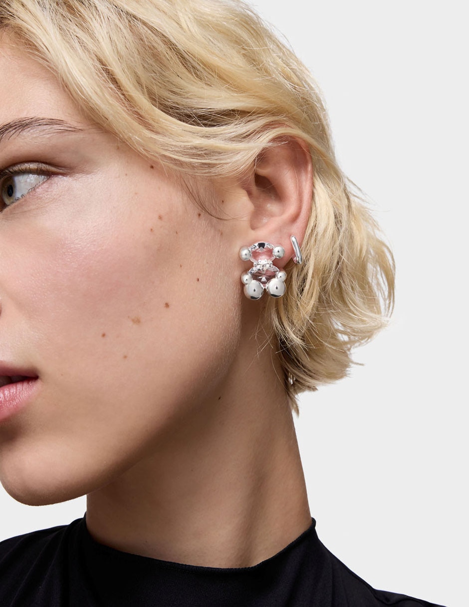 Aretes de oso de plata P 925 con acabado brillante cuarzo 5