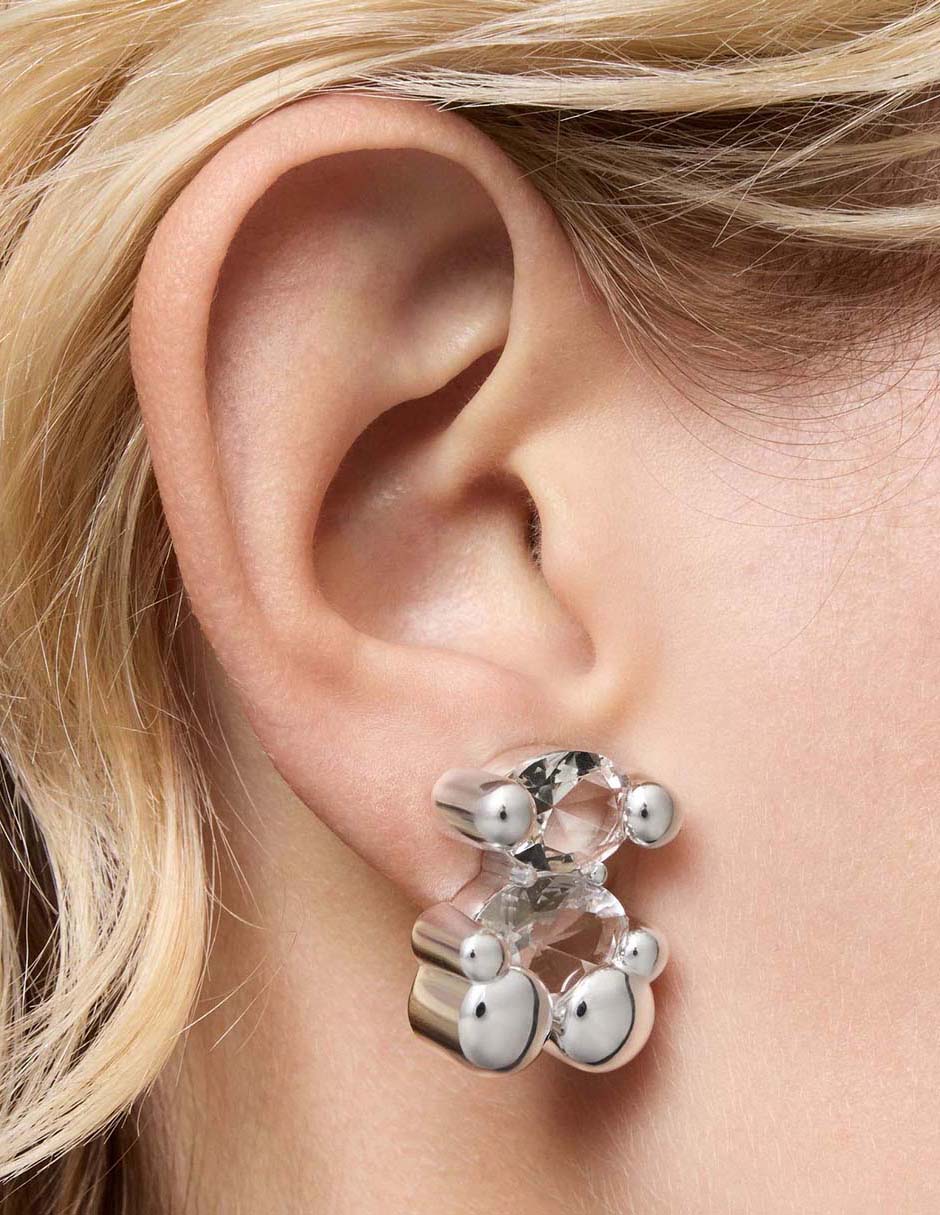 Aretes de oso de plata P 925 con acabado brillante cuarzo 6