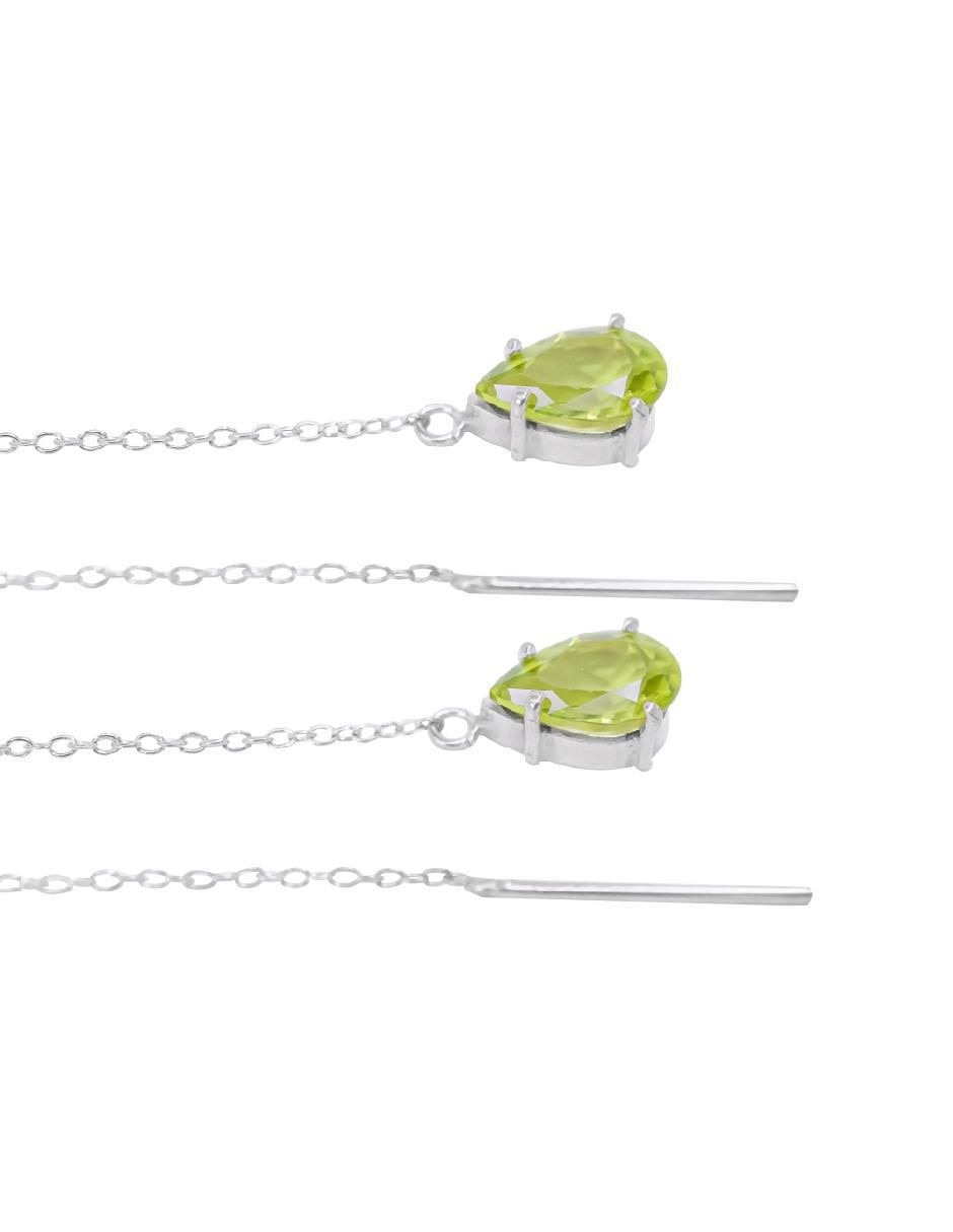 Aretes de pera Destellos De La Tierra de plata P 925 con acabado plateado peridoto 3