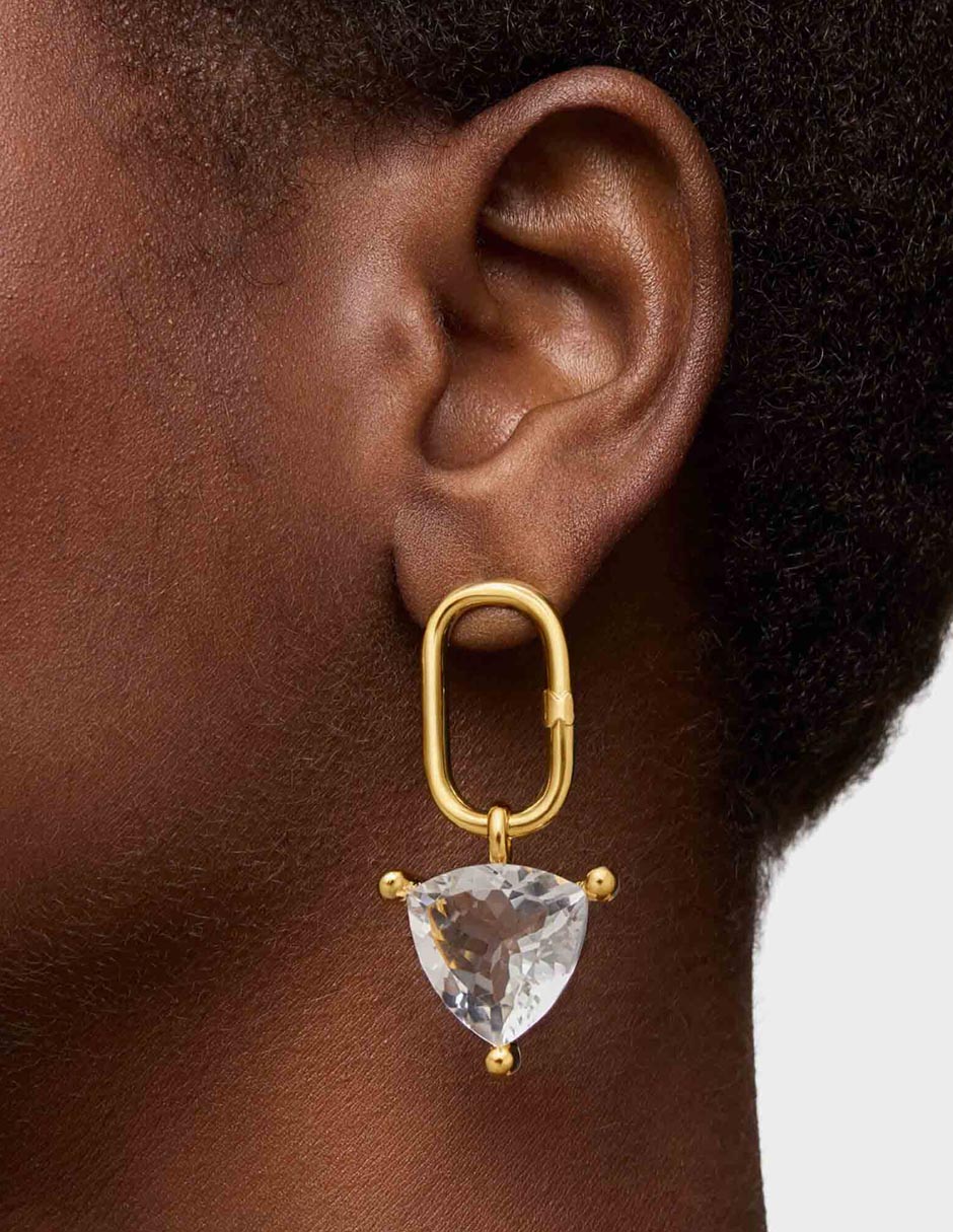 Dije triangular color white de plata P 925 5