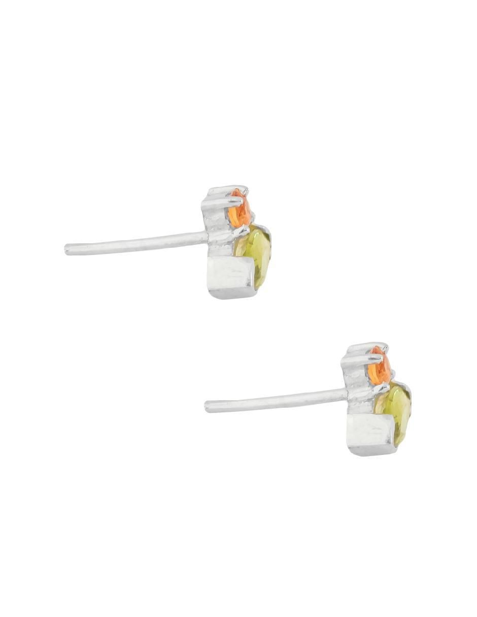Aretes de rombo Destellos De La Tierra de plata P 925 con acabado plateado peridoto 3