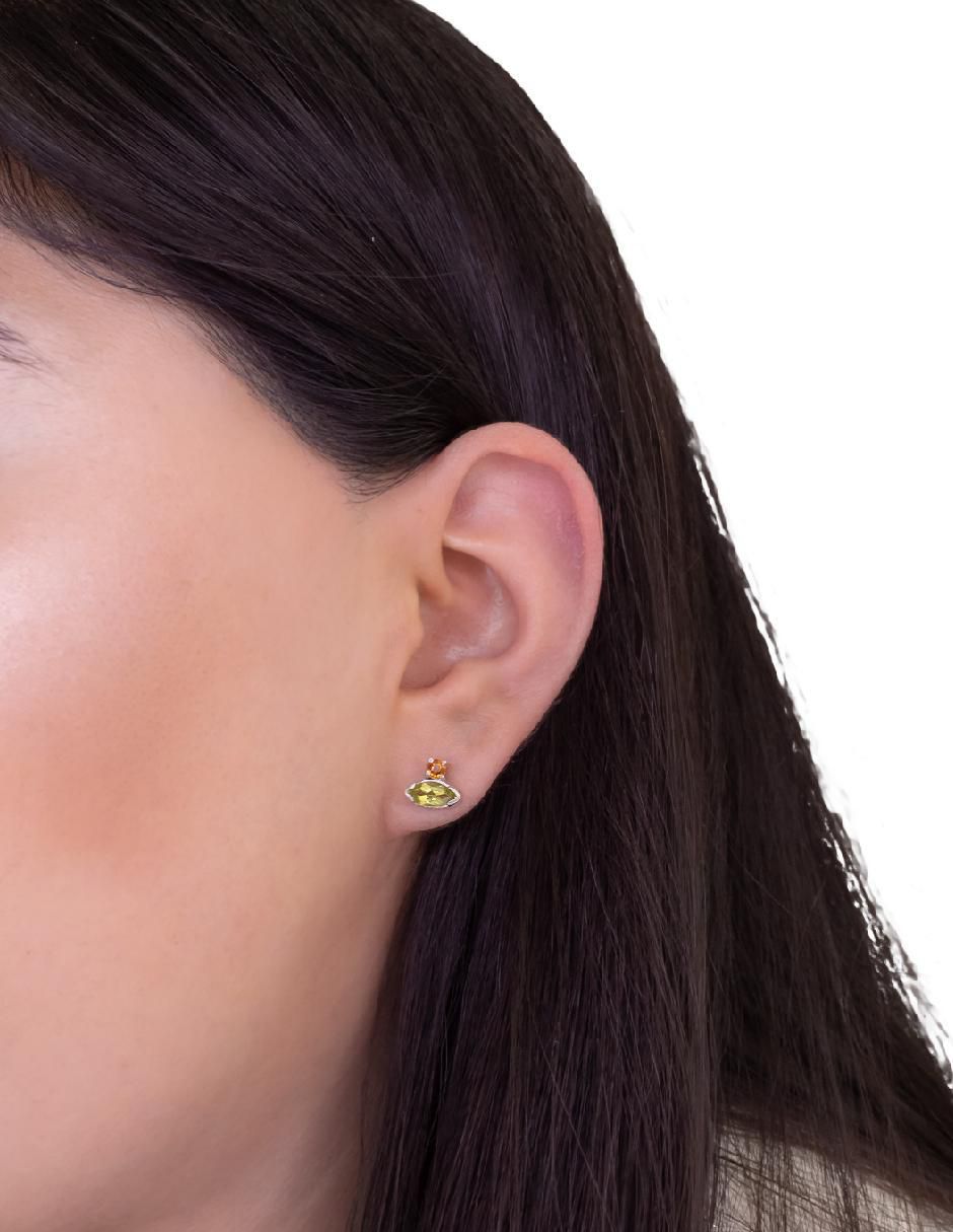 Aretes de rombo Destellos De La Tierra de plata P 925 con acabado plateado peridoto 4