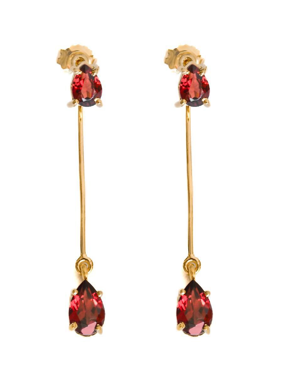 Aretes de pera Destellos De La Tierra de plata P 925 con acabado baño de oro granate Aretes de pera Destellos De La Tierra de plata P 925 con acabado baño de oro granate