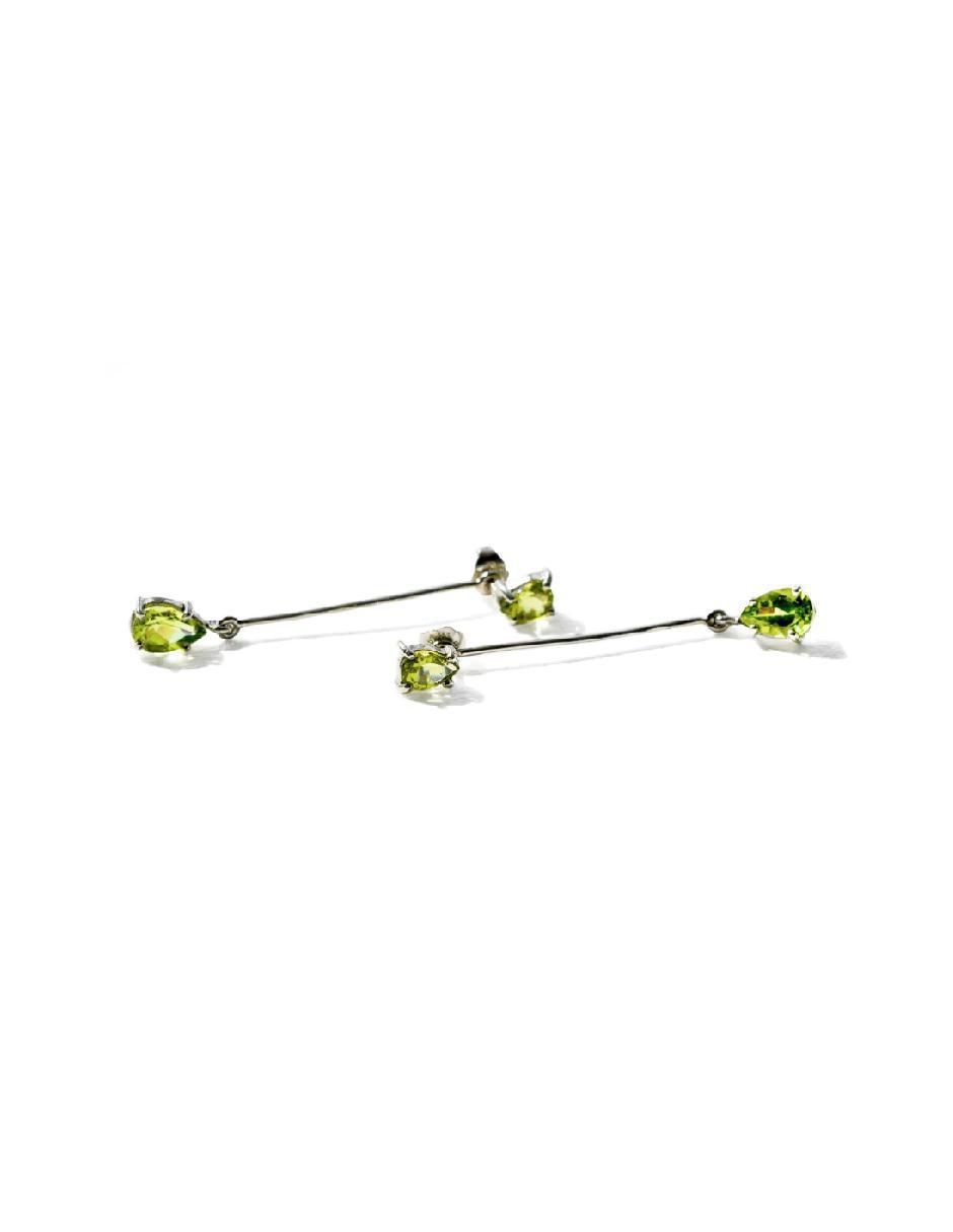Aretes de pera Destellos De La Tierra de plata P 925 con acabado plateado peridoto 3