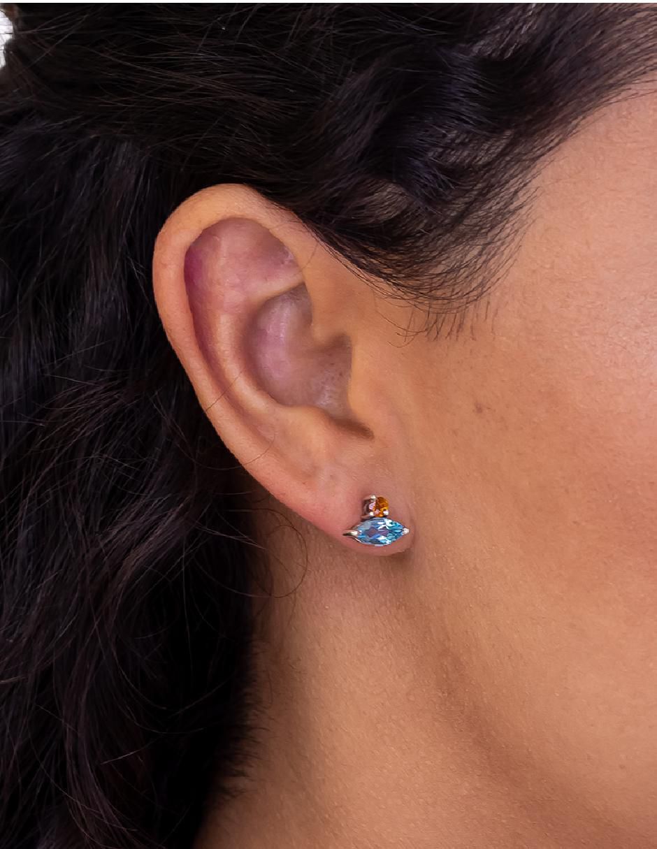 Aretes de rombo Destellos De La Tierra de plata P 925 con acabado plateado topacio 4
