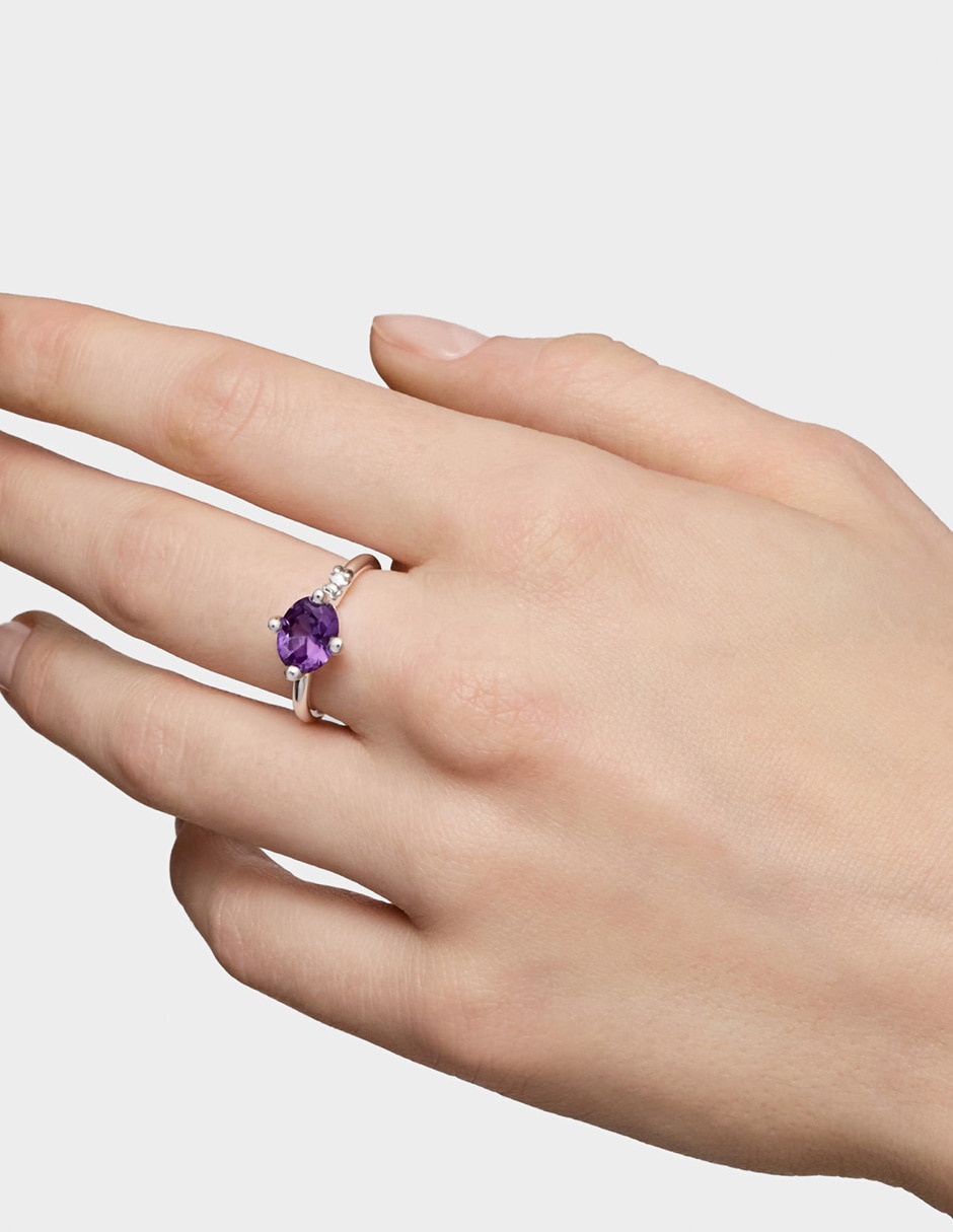 Anillo con gema Color Lab P 925 de plata zafiro brillante 6