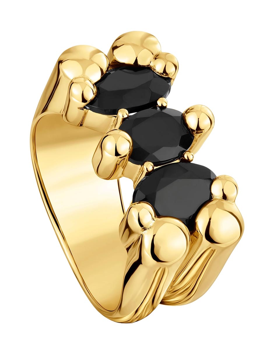 Anillo de oso Color Bear de plata P 925 ónix con acabado baño de oro 2