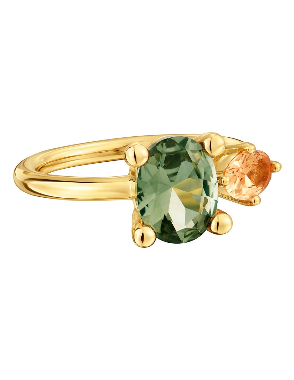 Anillo con gema Color Lab de plata P 925 espinela con acabado baño de oro