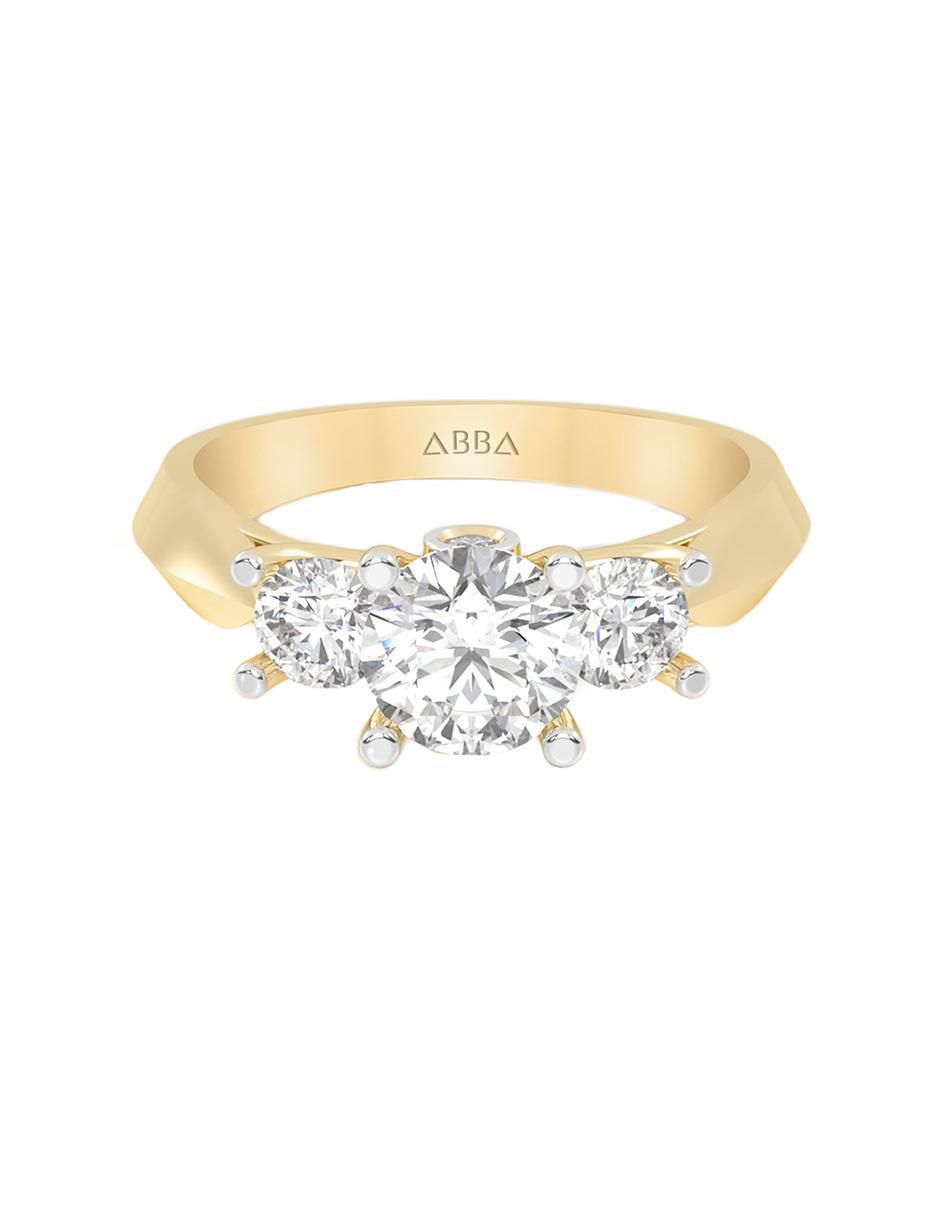 Anillo de compromiso de oro 10 K zirconia