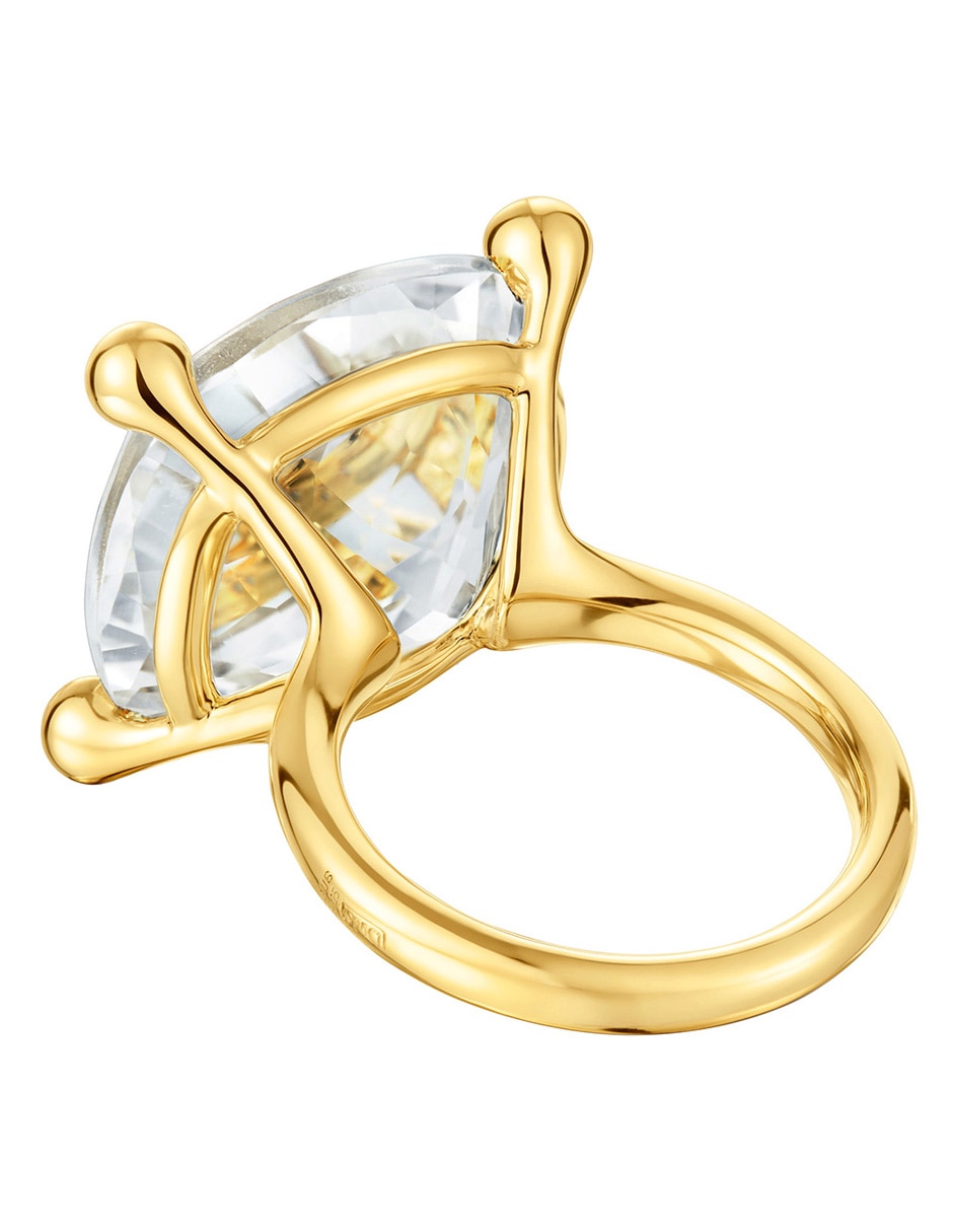Anillo con gema de plata P 925 cuarzo con acabado baño de oro 3