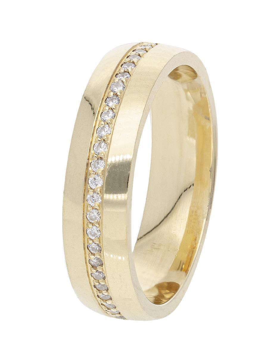 Argolla de oro amarillo 14 k Constelacion zirconia 2