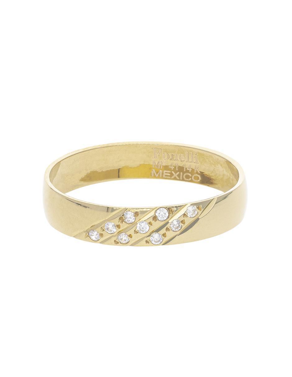 Argolla de oro amarillo 14 k My love zirconia