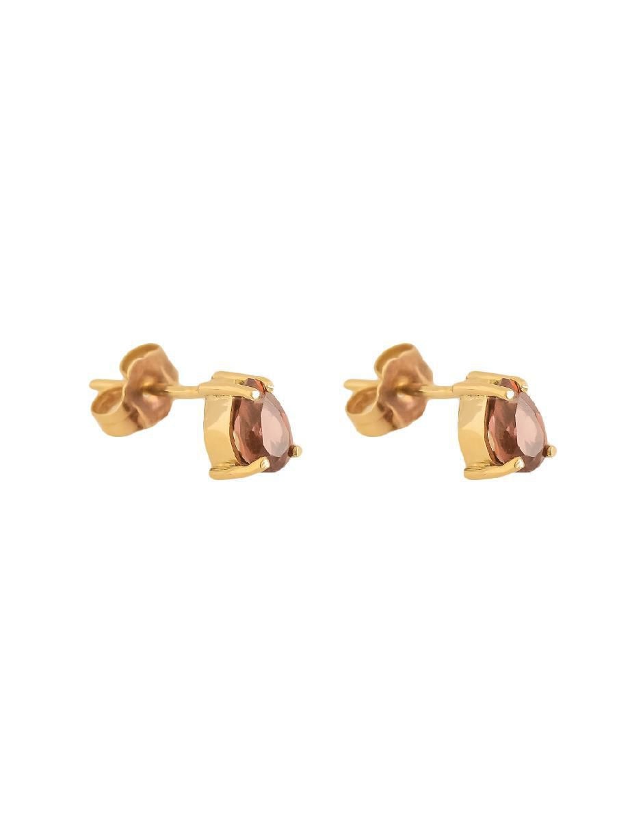 Aretes de gota de oro con acabado pavé rodolita 2