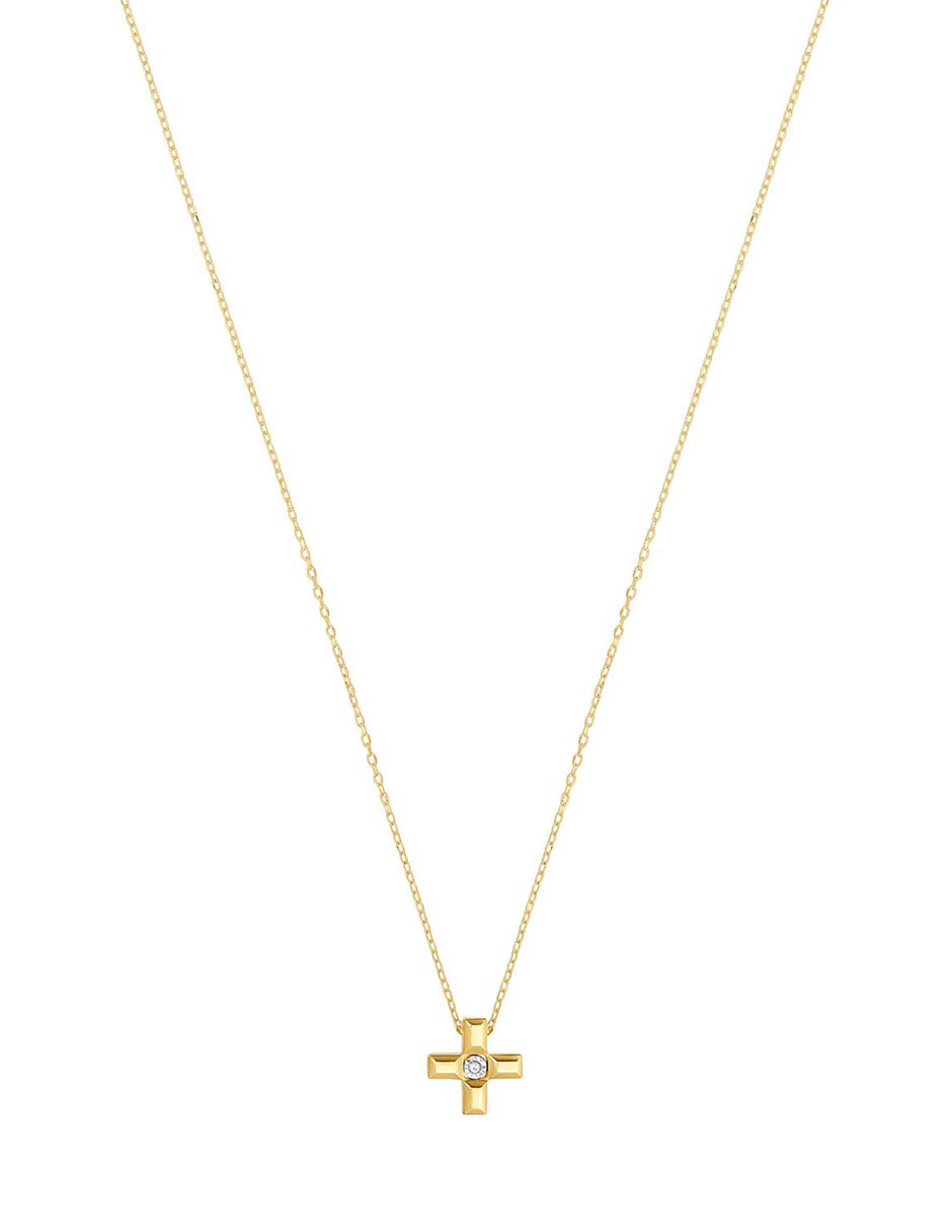 Collar de cruz de oro amarillo 18 K