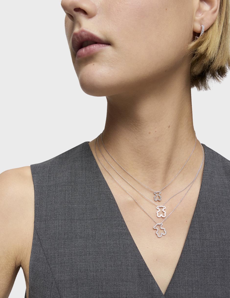 Dije de oso icon gems de oro blanco 18 K 7