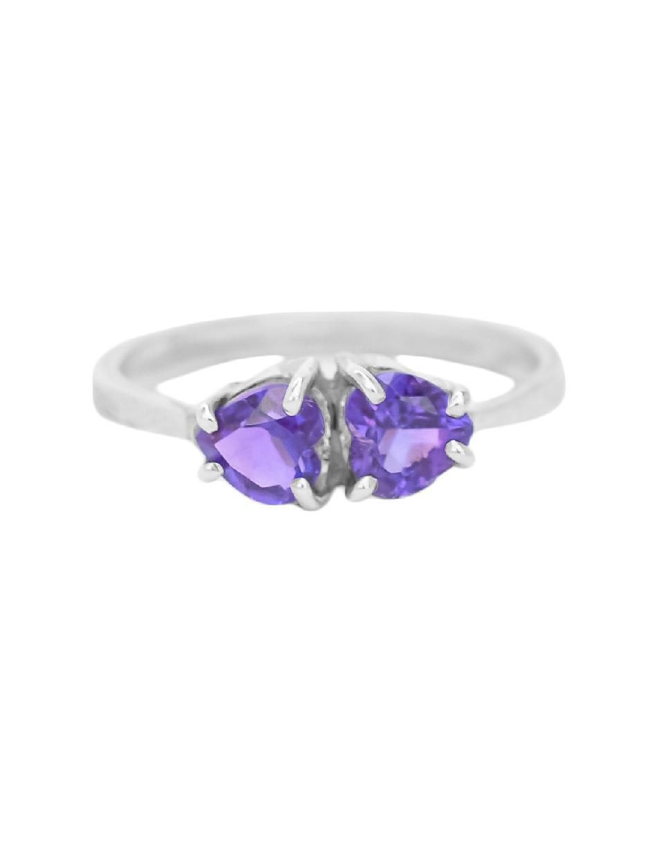 Anillo con gema de corazón Destellos de la Tierra P 925 de plata amatista pavé 2