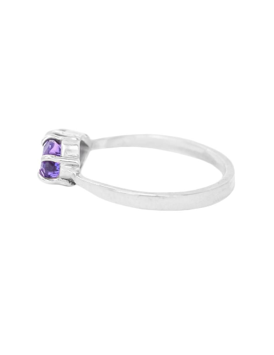Anillo con gema de corazón Destellos de la Tierra P 925 de plata amatista pavé 3