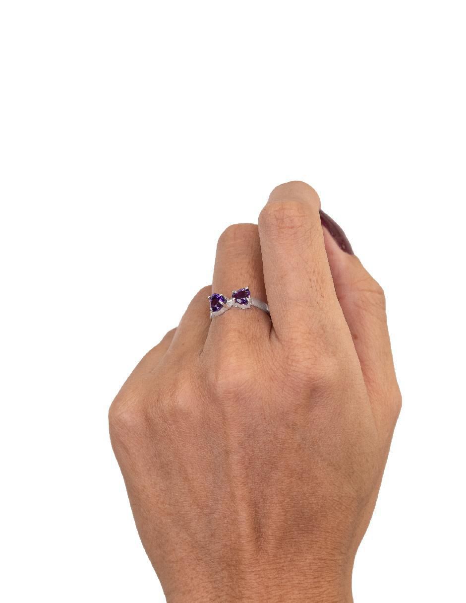 Anillo con gema de corazón Destellos de la Tierra P 925 de plata amatista pavé 5