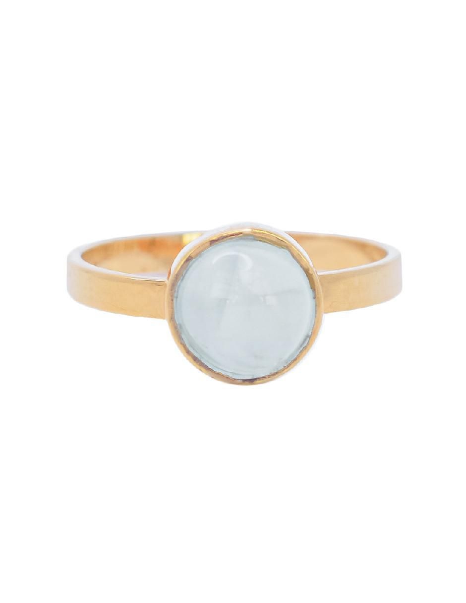 Anillo con gema Destellos de la Tierra de plata P 925 aguamarina con acabado baño de oro