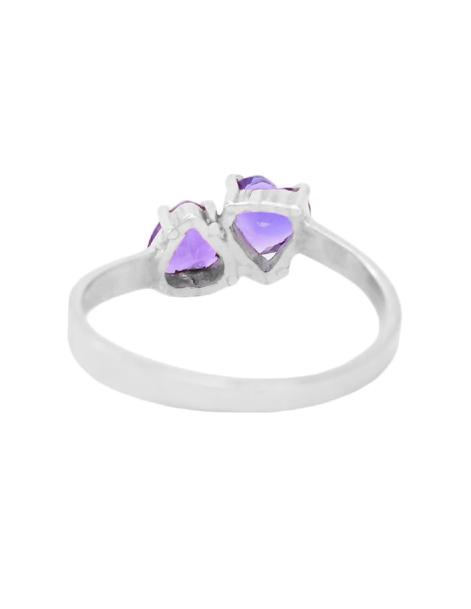 Anillo con gema de corazón Destellos de la Tierra P 925 de plata amatista pavé 3