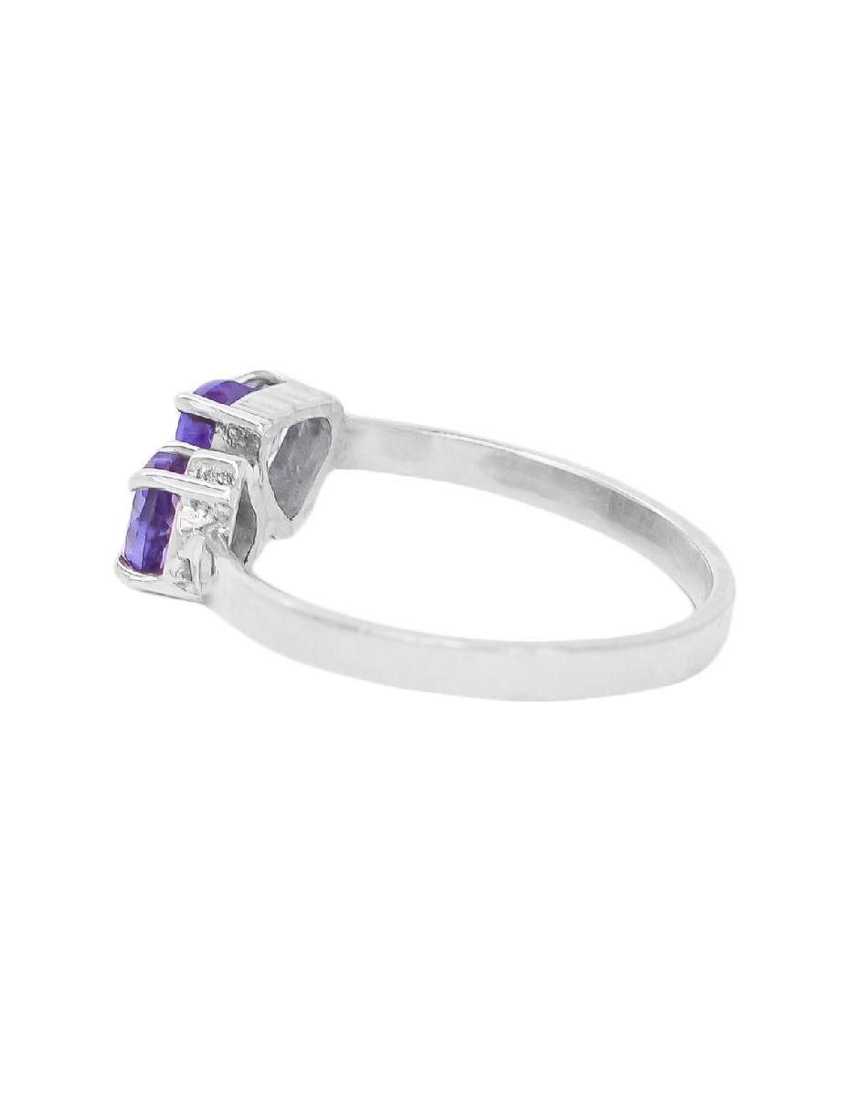 Anillo con gema de corazón Destellos de la Tierra P 925 de plata amatista pavé 4