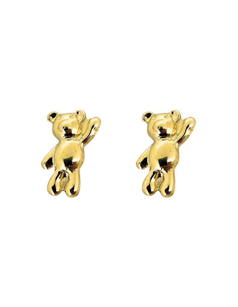 Broqueles de oso Animales de oro amarillo con acabado brillante
