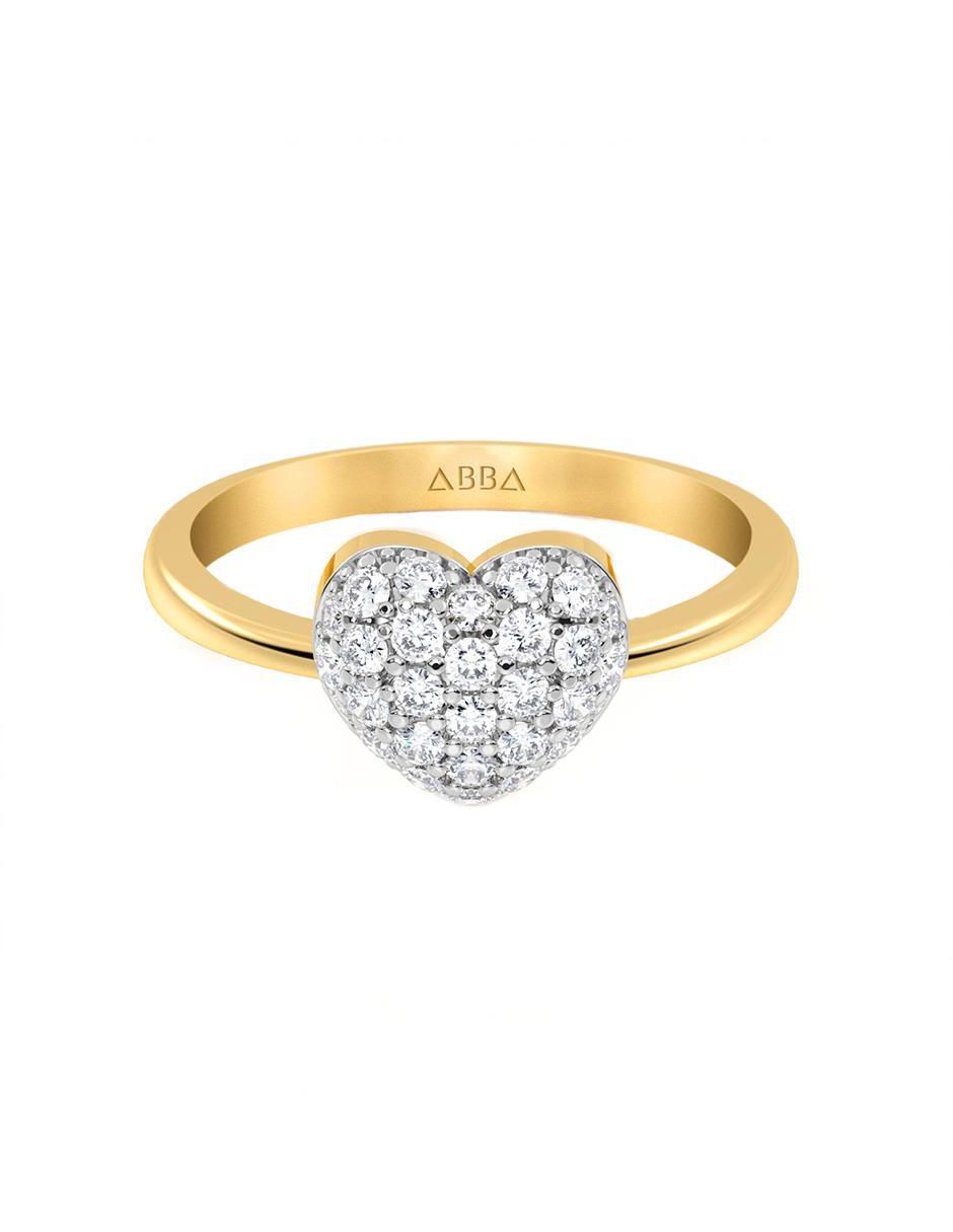Anillo de corazón de oro zirconia brillante