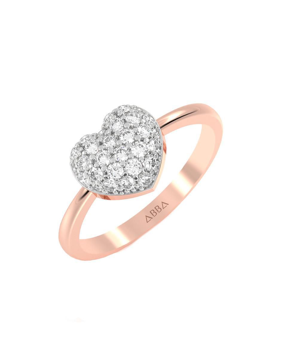 Anillo de corazón 10 k de oro zirconia brillante 2