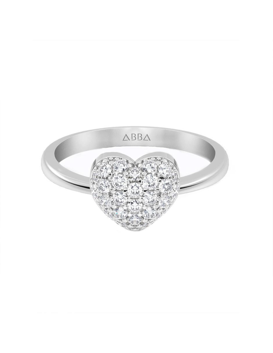 Anillo de corazón 10 k de oro zirconia brillante