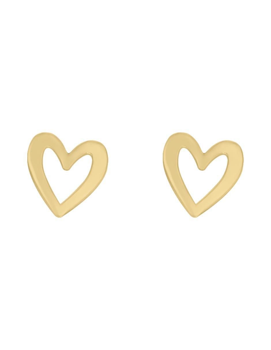 Aretes de corazón Cuore de oro con acabado brillante