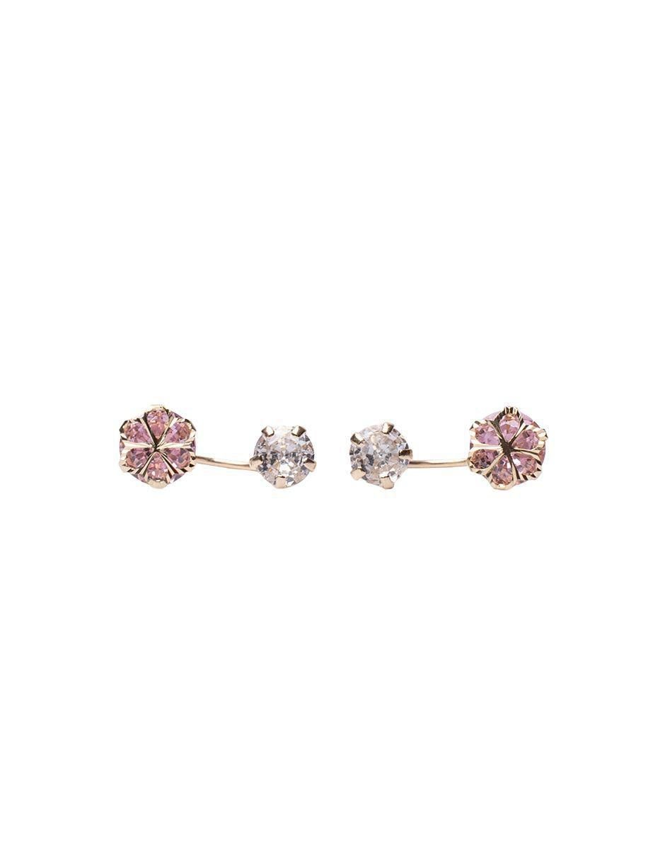 Broqueles de flor de oro con acabado pavé zirconia 1